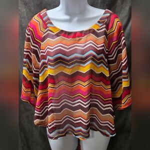 About A Girl Multicolor Chevron Blouse
